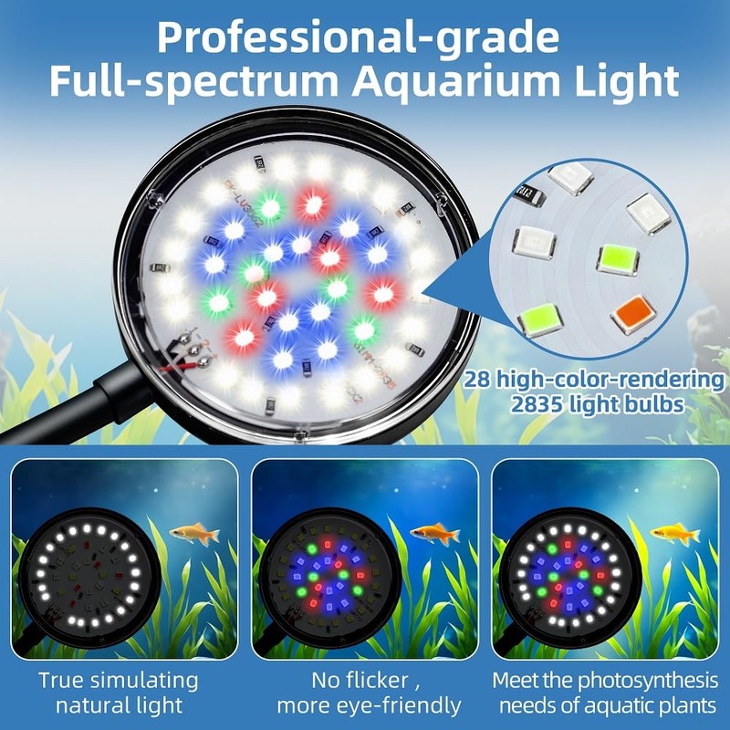 DaToo 6W Aquarium LED Light for 1-5 Gallon Betta Fish