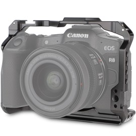 LEFTFOTO Camera Cage for Canon R8 - Camera Protection Frame for EOS R8 with Arca Base Cold Shoe Strap Slot 1/4" Screw Holes Compatibility with DJI RS Stabilizer for Vlog Video Shooting