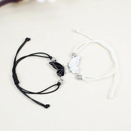 ATLVXJL 2 Piece Set Luminous Couple Bracelet Butterfly Love Hand Knit Bracelet woven rope wristband, retro and cute style of music festival (butterfly woven rope