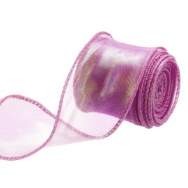 sourcing map 40mm Wide Sparkly Sheer Wired Organza Ribbon Pastel Shimmer Iridescent Chiffon Ribbons 4.6m Plum Purple for Gift Wrapping Bouquet Wedding Bows