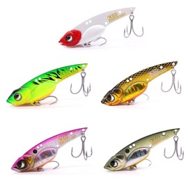 Metal Vibe Lure Sea Bass Chinu Black Bream - LUREFANS Baby Snake Set for Saltwater and Freshwater (5, 5 Assorted Colors, 60mm/13.5g)