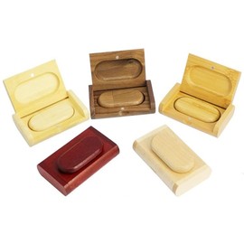 Solid Wood USB Stick for Photo Album Engagement Love Heart Wedding Data Storage (Bamboo, 32GB 2.0)
