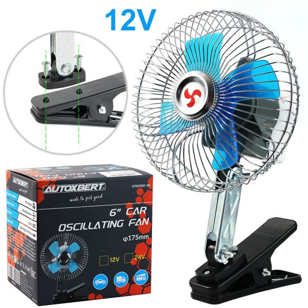 Autoxbert 12V Summer Portable 360Rotation Car Cooling Oscillating Fan Travel