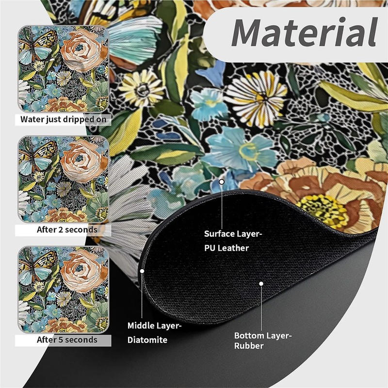 Faucet Fast Absorbent Pad - Chromatic Blooms And Butterfly ,