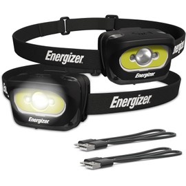 Energizer LED Rechargeable Headlamp (2-Pack), Black, LED Headlamp with Red Light Option, USB Charging Cables Included, Black