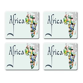BleuReign(TM) Detailed Africa Map Set of 4 Square Coasters