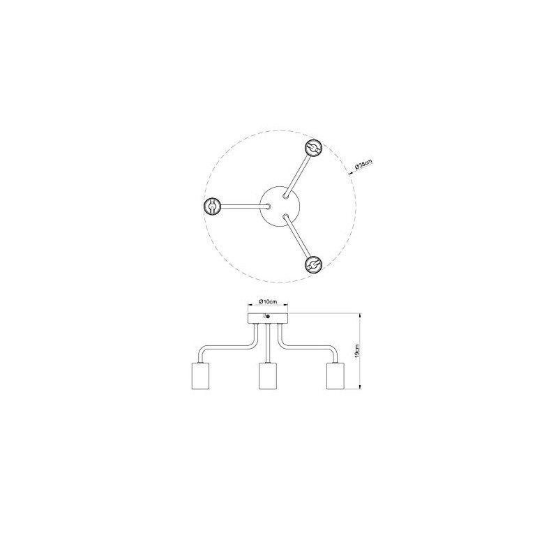 UKEW 3 Way Retro Ceiling Light - Copper Vintage E27