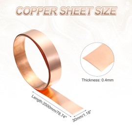 PATIKIL 0.4mm x 30mm x 2000mm Copper Sheet Roll, 99.9% Pure Copper Strip Flashing Metal Foil Plate for DIY Project Jewelry Craft Electrical Repair