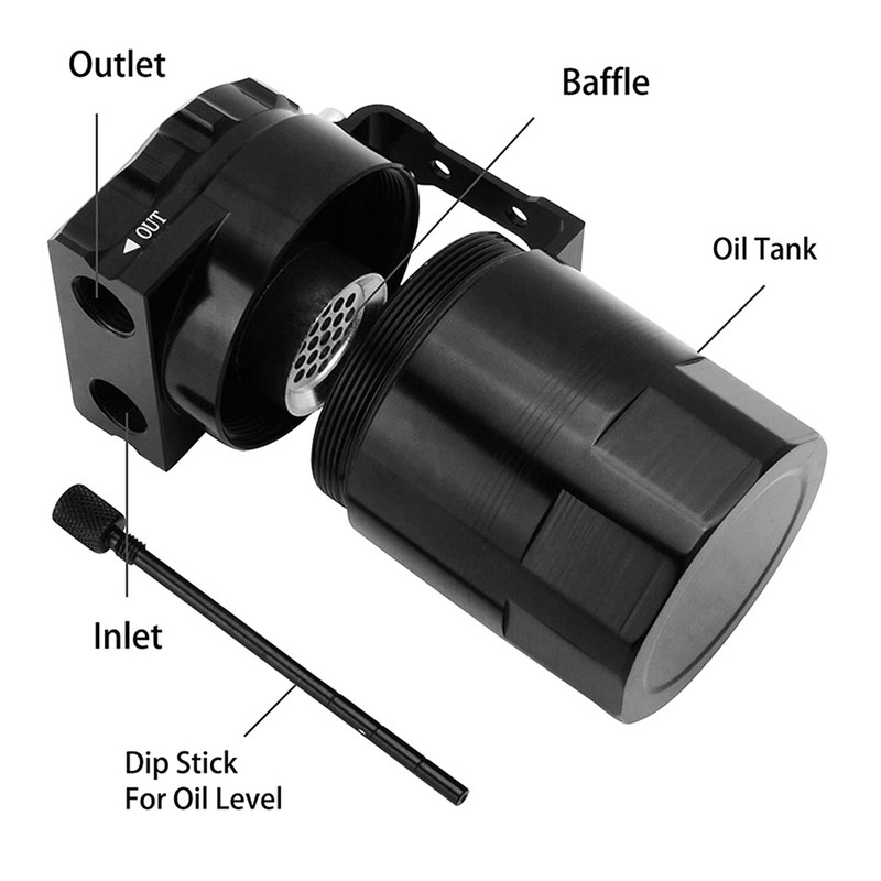 Universal Oil Catch Can Kit 300ML Reservoir Tank Engine Black
