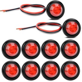 Gebildet 10 x Round LED Front Rear Side Marker Indicators Light Waterproof Ball Distance Light (12 V Red)