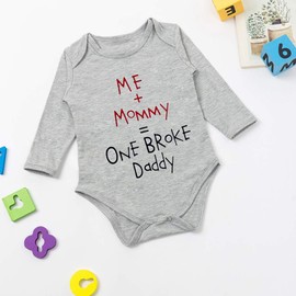 G-Amber Baby Boys Girls Romper Bodysuit Infant Funny Letter Long Sleeves Jumpsuit Outfit 0-3Months Me+Mommy=One Broke Daddy