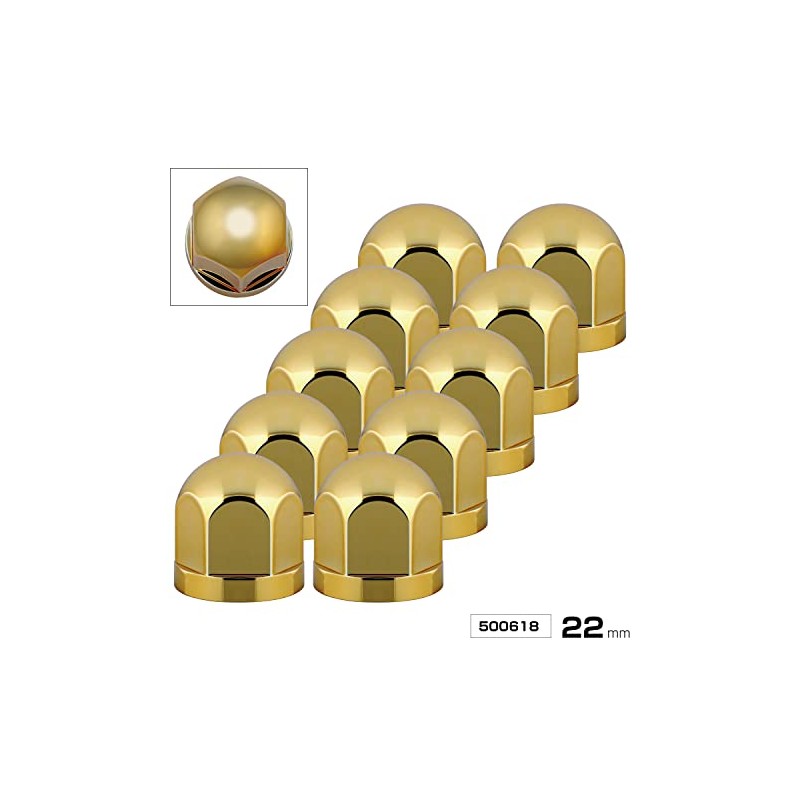 Jet Inoue 500618 Round Hub Nut Cover, Gold, 0.8 inches