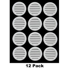 3" Round Plastic Louver Soffit Air Vent Reptile Screen Grille Cover (12, White)
