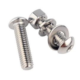 VAMUOEFL 3/8-16 Bolts, 1-1/2" Button Head Socket Cap Bolts Screws and Hex Nuts, Flat & Lock Washers, 304 Stainless Steel Full Threaded, 6Set