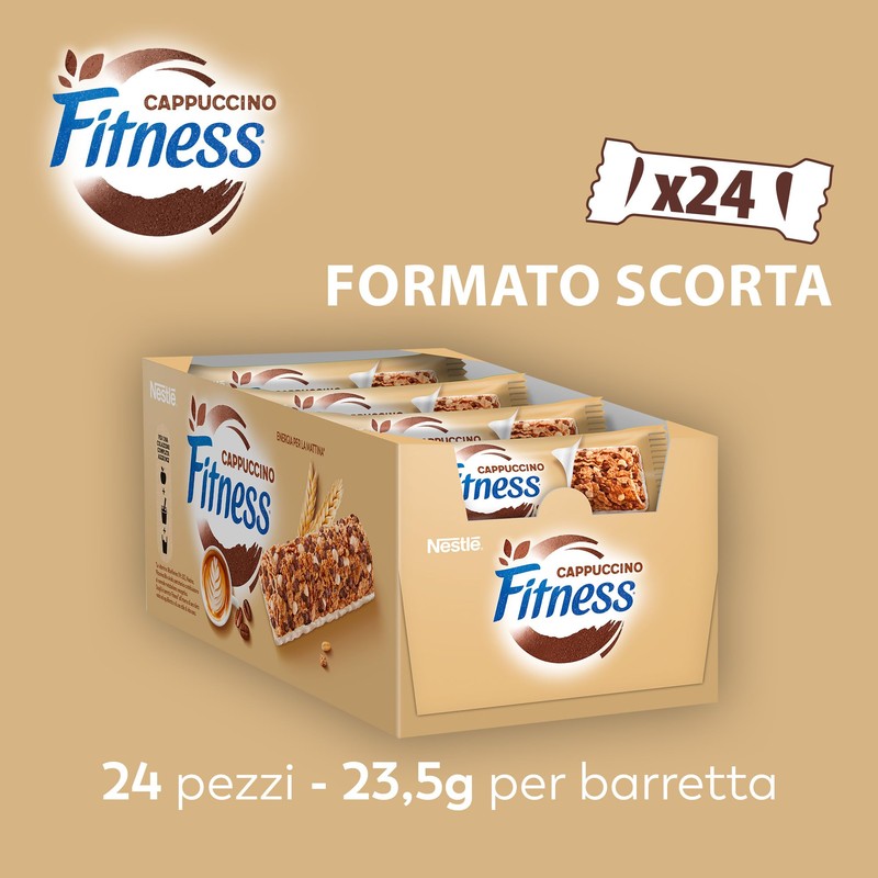 FITNESS Cappuccino Barrette Cereali Integrali gusto Cappuccino, 24 Barrette da