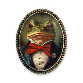 Gentleman Frog Brooch, Frog Pin, Victorian Inspired Frog Portrait Brooch, Frog Jewelry, Vintage Inspired Frog Pin
