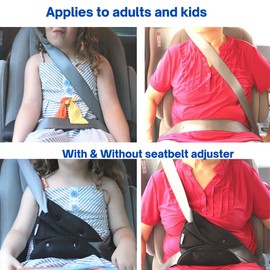 2 PCS Premium Seat Belt Adjuster for Kids & Adults, Premium Material for Comfort. Seat Belt Clips for Safety Cover Positioner, Shoulder Neck Strap Adjuster, Car seat Belt Adjuster (Black)