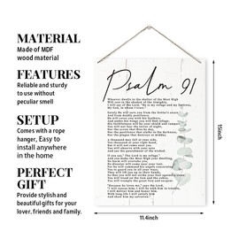 Religious Decor Sign, Psalm 91 Sign, Rustic Wooden Hanging Plaque Sign, Bible Verse Hanging Decor, Christian Wood Sign, Scripture Decor Art, Farmhouse Wall Decor, Christian Home Church Decor