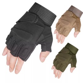 Unbranded Tactical Fingerless Gloves Military Combat Hunting Shooting Half Finger Gloves - Black, L