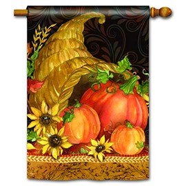 Studio M Autumn Bounty BreezeArt Fall/Winter Decorative Standard House Flag Banner – Premium Quality, 28 x 40 Inches