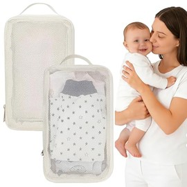 Paquete de 2 Bolsas Organizadoras de Pañales para Bebé, Impermeables y Reutilizables, Bolsa de Malla Colgante para Ropa Sucia, Pañales de Tela o Desec