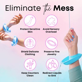 LiquiBands Face Washing Wristbands – No More Wet Sleeves with This Skincare Essential - Silicone Bands to Catch Water Drips – Stocking Stuffer for Girls & Women (Blush Pink, 1 Pair)