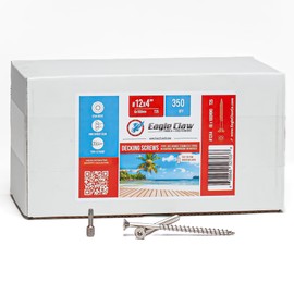 #12 x 4 Inch 305 Grade Stainless Steel Construction Screws 350 Pieces | T25 Star Torx Drive Flat Head Type 17 Point | Stainless Steel Wood Screws by Allen's Trading Co. Eagle Claw Fasteners