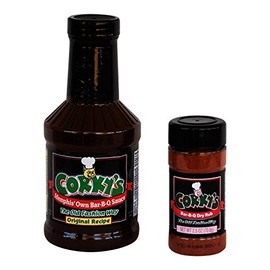 Corkys Barbecue Starter Bundle - 2 Items - 1 Bottle Original Recipe Bar-B-Q Sauce, 1 Jar of Bar-B-Q Dry Rub