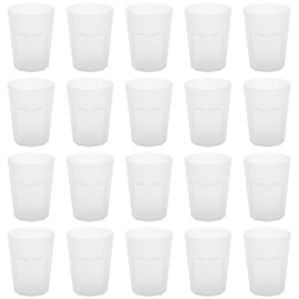 Engelland 20 x Plastic Cups Frosted White Drinking Cups Party Cups Plastic Drinking Glasses Reusable 0.25 L