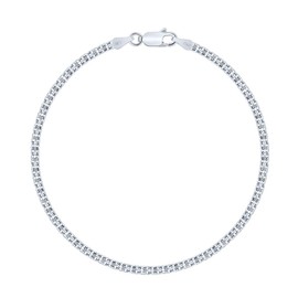 PLANETYS - Bismarck Chain Bracelet 925 Sterling Silver Rhodium-Plated 2.4 mm Wide Various Lengths 18-19-20-21 cm, 20 centimetres, Sterling Silver