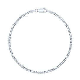 PLANETYS - Bismarck Chain Bracelet 925 Sterling Silver Rhodium-Plated 2.4 mm Wide Various Lengths 18-19-20-21 cm, 20 centimetres, Sterling Silver