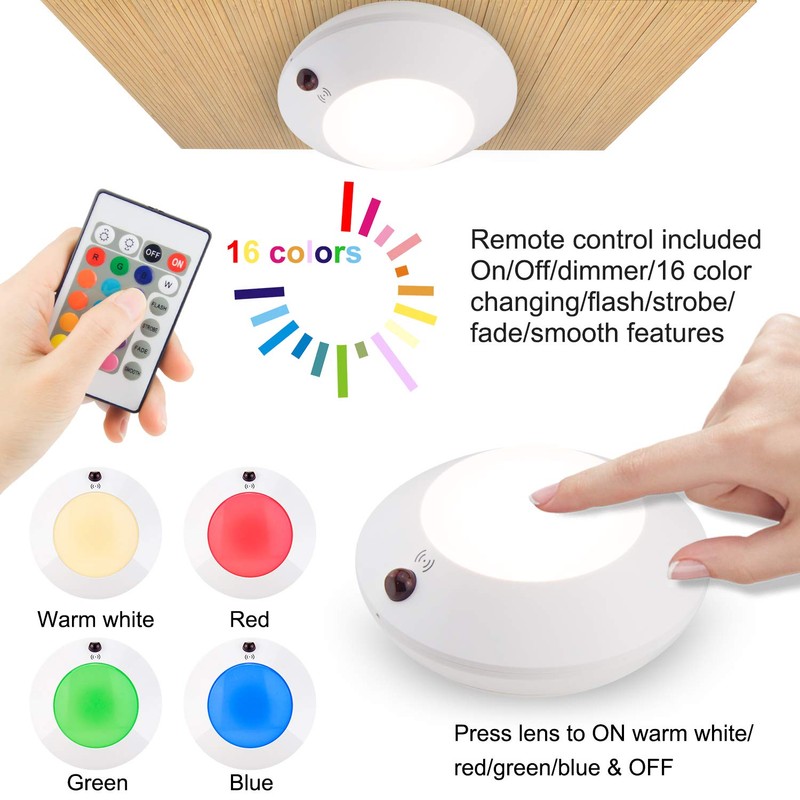 HONWELL Battery Powered Ceiling Light with Remote, Indoor LED Ceiling