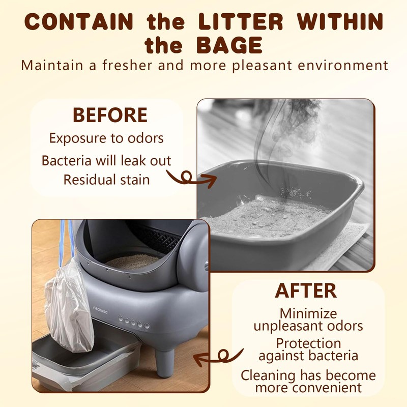 120 Count Cat Litter Box Liners for Neakasa and PetPivot