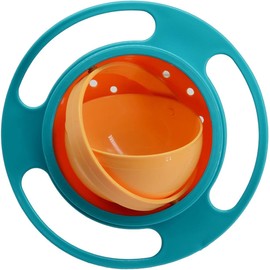 Spill-Proof Rawbes Gyro Bowl 360: Creative Plastic Feeding Baby Kid Bowl - Rotates Full 360 Degrees (Blue) | Ideal for Mess-Free Feeding & Fun Learning