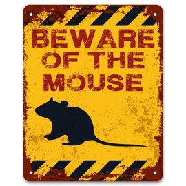 Print Crafted - Beware Of The Mouse | Vintage Metal Garden Yard Warning Sign
