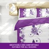 King Size Bedspread Set 9 Pieces, Purple Gardenia Flower
