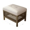 Jintop 21.5" Pouf Ottoman,Linen Upholstered Bench,with Cane Base,Elegant Rectangular Soild