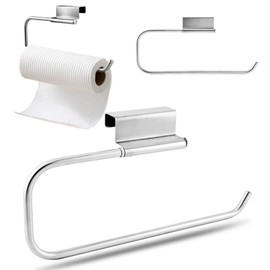 12.4 Inches Cabinet Door Paper Towel Holder Camper Under Sink Paper Towel Storage No Drill Stainless Steel Kitchen Tissue Hanger for Bathroom(Color:Silver)