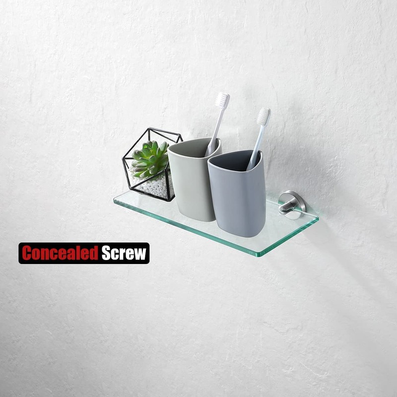 JQK Bathroom Glass Shelf, Tempered Glass Shower Storage 12 by