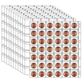 10 Sheets Coin Collection Pages, Coins Pocket Page with 420 Pockets, Coin Binder Inserts Sleeves with Standard 9 Hole for Coin Album. Storage Holder for Currency, Stamp and Other Supplies (42-Pocket)