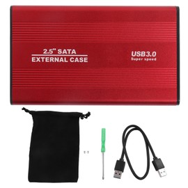 Hard Drive Enclosure 2.5in 4TB LED Indication Aluminum Housing Hot Swappable 5Gbps USB 3.0 Port External HDD Case Red