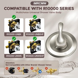 iMRCMW Replacement for Classic 13/14 Series T13020 Single-Function Trim Kit, Shower Handle Compatible with Delta Shower Valve R10000 Series (Cartridge Not Included), Brushed Nickel