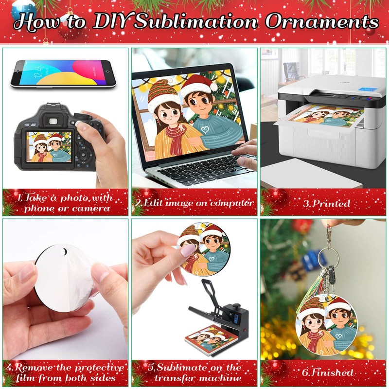 Billbotk 25 Pieces Sublimation Ornament Blanks, 3.15'' Round Blank Sublimation
