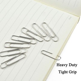 HAHIYO Paper Clips Sturdy 1.3”(33mm) Length 280 Pack Paperclips Heavy Duty Tight Grip Rust Proof Reusable Metal Bright Silver for Home Office School