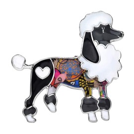 DUOWEI Cute Poodle Dog Brooch Pins for Women Teens Girls Floral Enamel Dog Brooch Jewelry Clothes Scarf Jacket Decoration, enamel, No gemstone