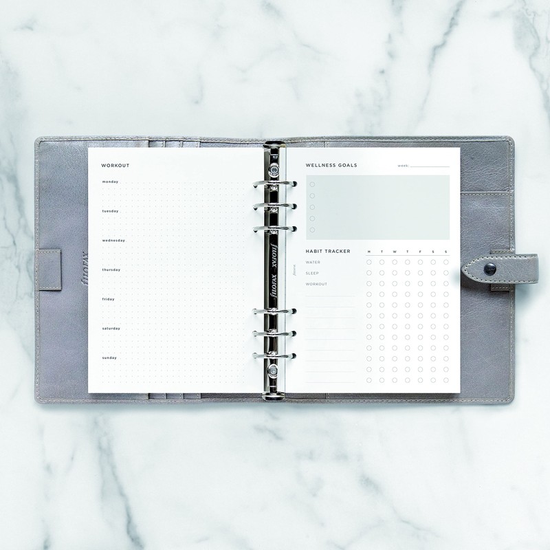 Filofax Organizer Refill, A5 Size, Wellness Trackers Pack, White Paper,