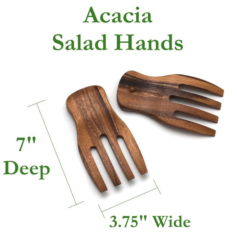 Lipper International Acacia Salad Hands, 3.75" x 7" x 1.88",