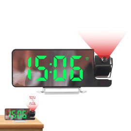 PAVIKE Projection Clock, Digital Projection Clock, Ceiling Projection, 3 Level Brightness Adjustment, 12H/24H Time Display, 180° Reversible, Temperature, Humidity, Calendar Display, Children, Dorm