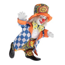Esquirla 16cm Porcelain Clown Doll Harlequin Doll with Beautiful Outfit Hat for Kids Toys, Home Decoration Ornament