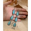 Watforsh Large Long Boho Silver Turquoise Teardrop Western Country Earrings